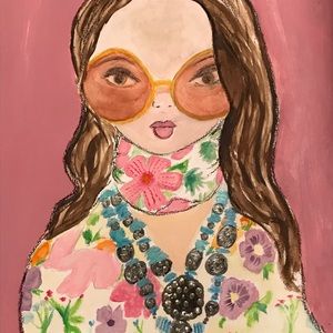 Original Painting 9”x12” Mixed Media Fashion Art